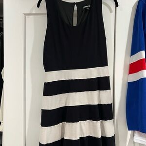 Express Black and White Striped Mini Dress